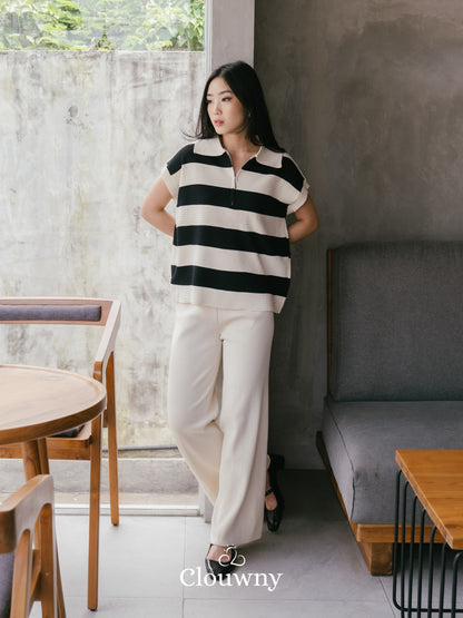 Vio Stripes Knit Set - Cream