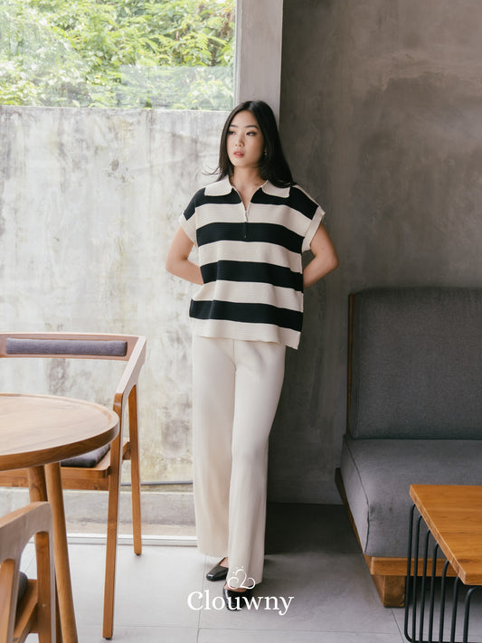 Vio Stripes Knit Set - Cream