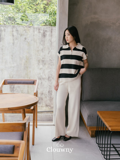 Vio Stripes Knit Set - Cream