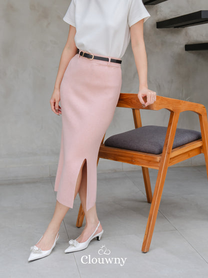 Editor Slit Skirt - Pink