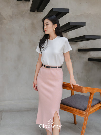 Editor Slit Skirt - Pink