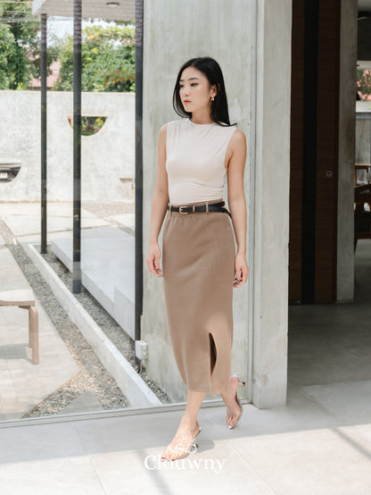 Editor Slit Skirt - Mocca