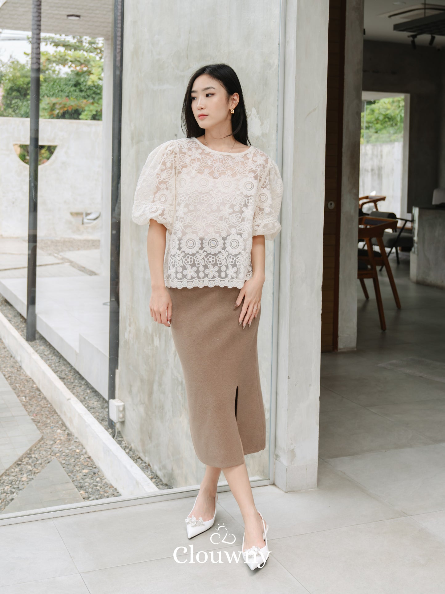 Emica Lace Blouse - Cream