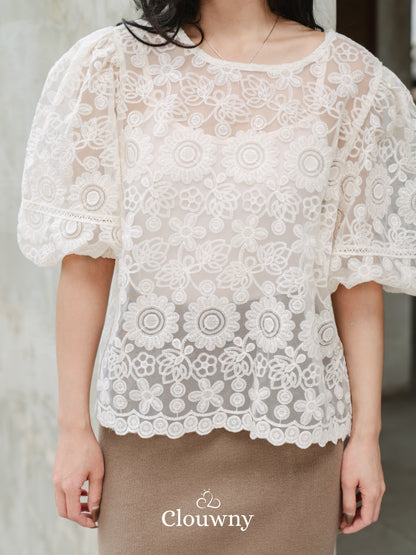 Emica Lace Blouse - Cream