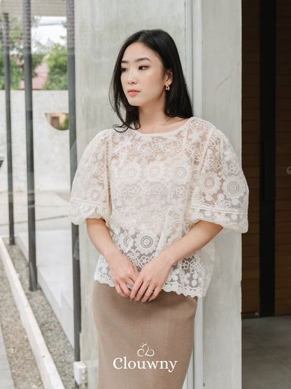 Emica Lace Blouse - Cream