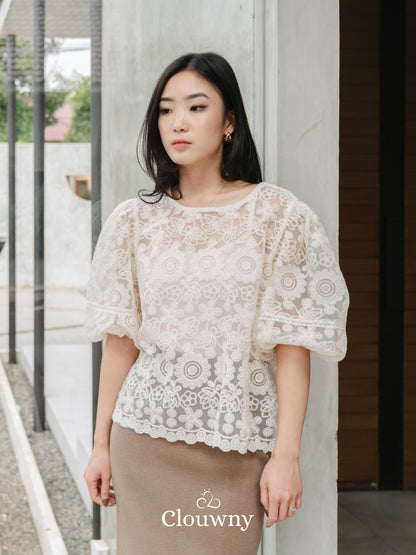 Emica Lace Blouse - Cream