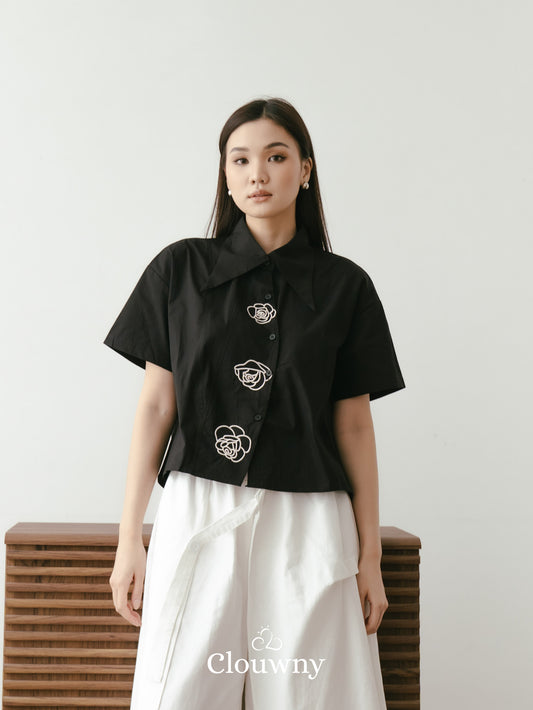 Roze Cotton Shirt - Black