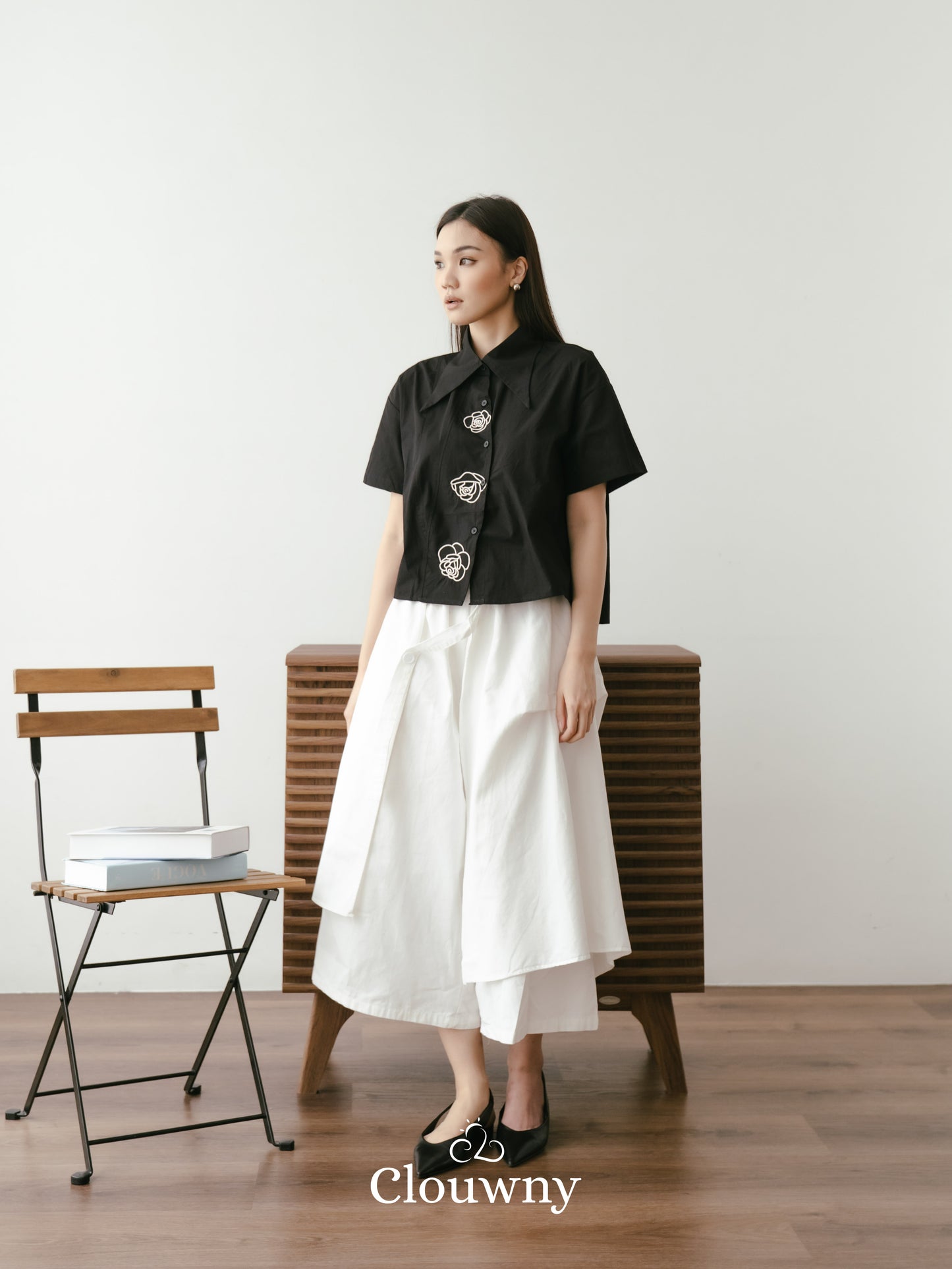 Roze Cotton Shirt - Black