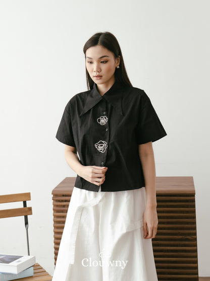 Roze Cotton Shirt - Black