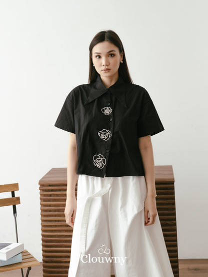 Roze Cotton Shirt - Black