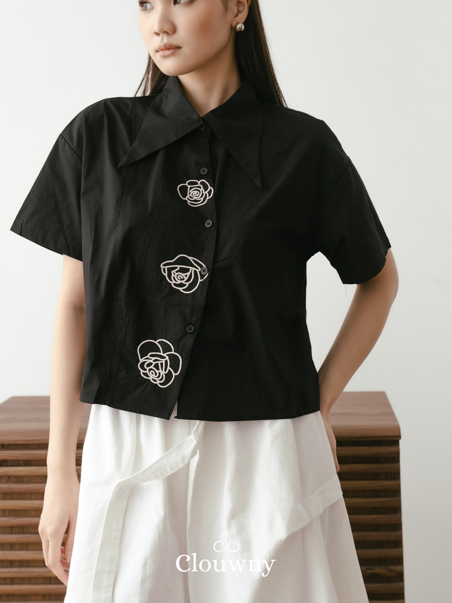 Roze Cotton Shirt - Black