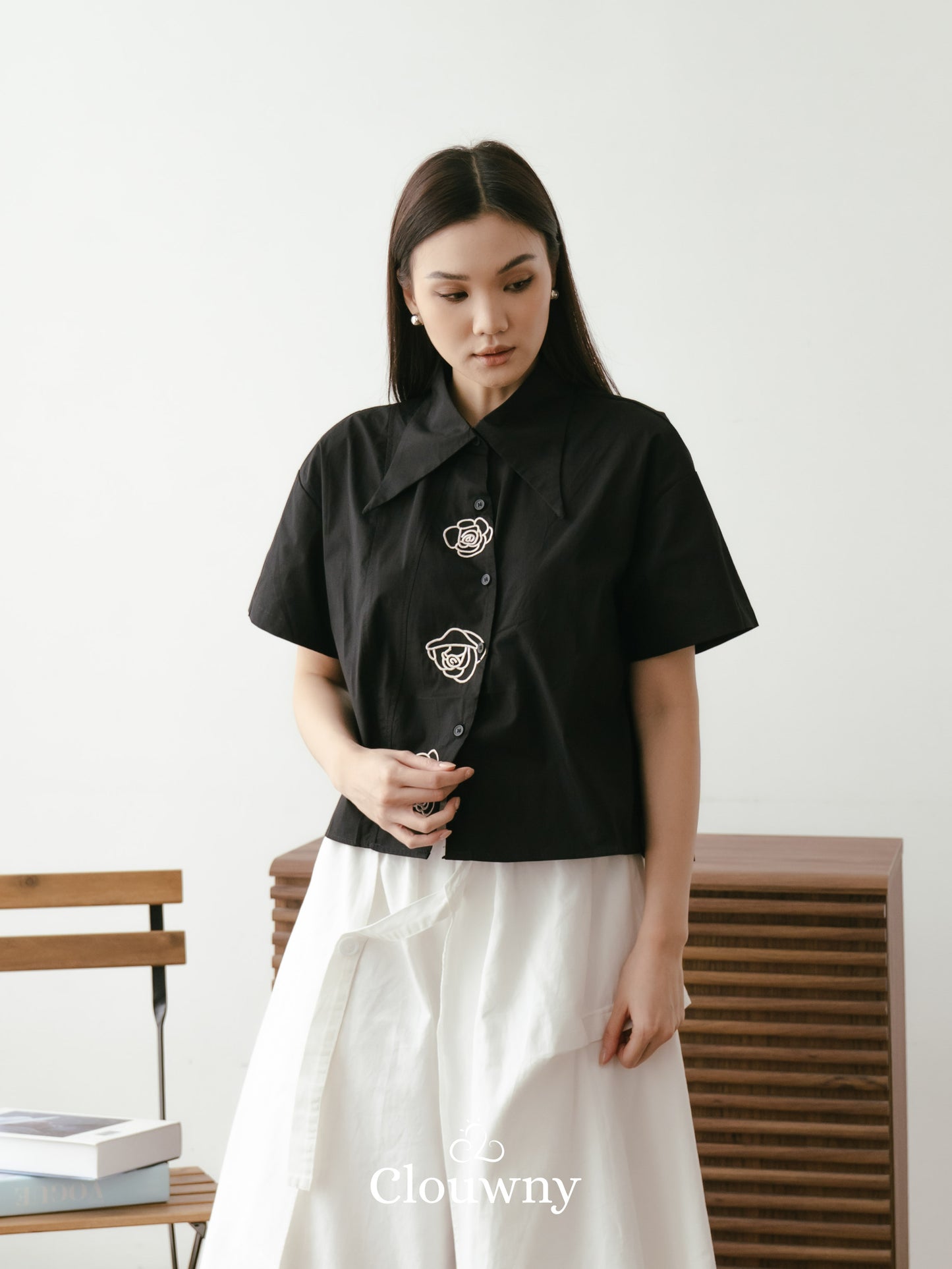 Roze Cotton Shirt - Black