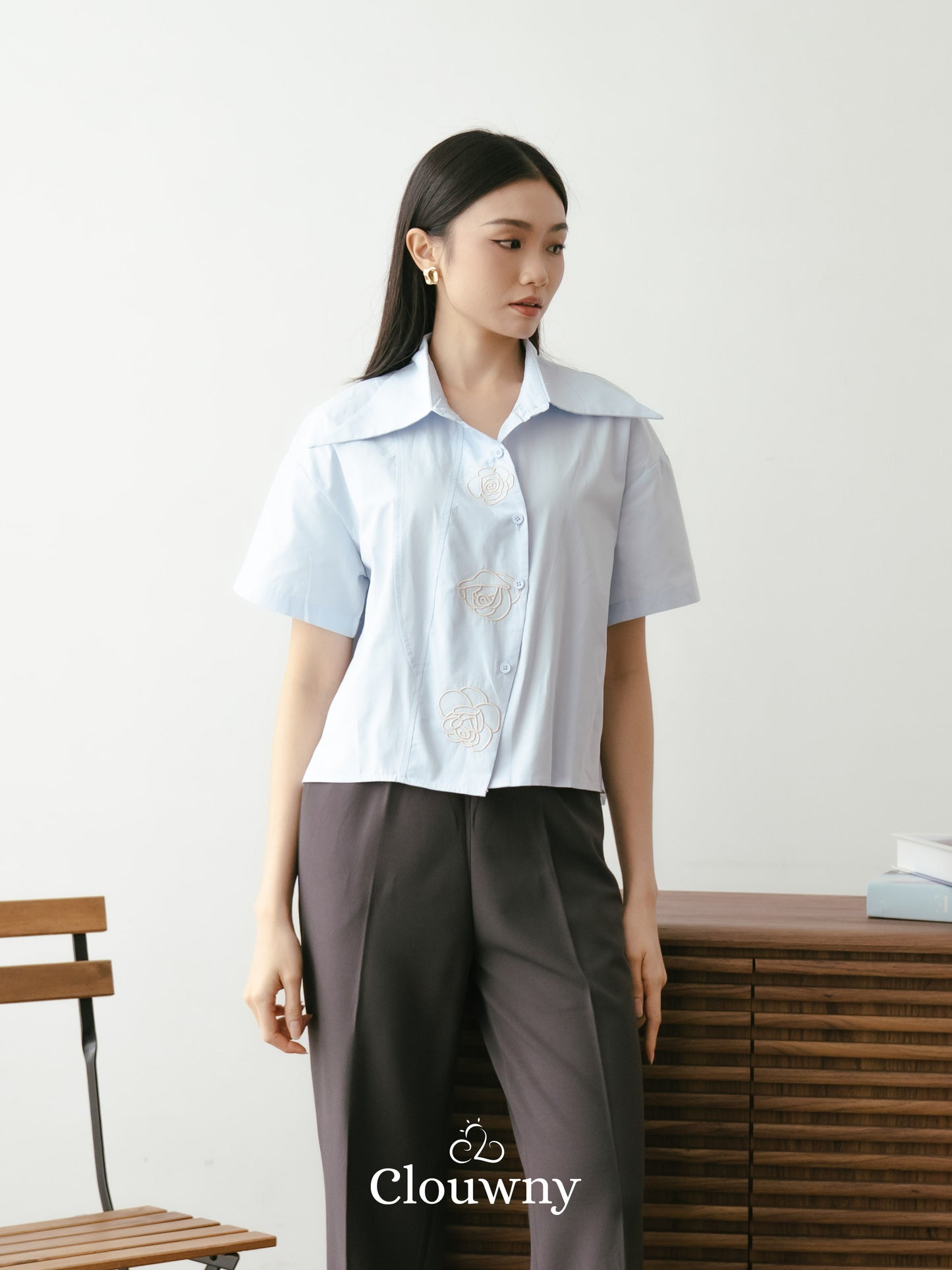 Roze Cotton Shirt - Blue