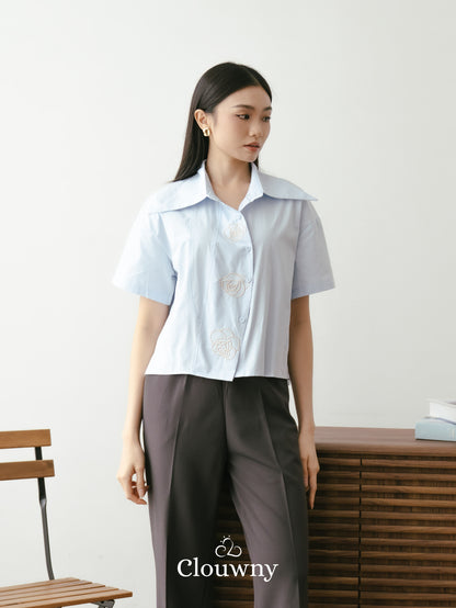 Roze Cotton Shirt - Blue