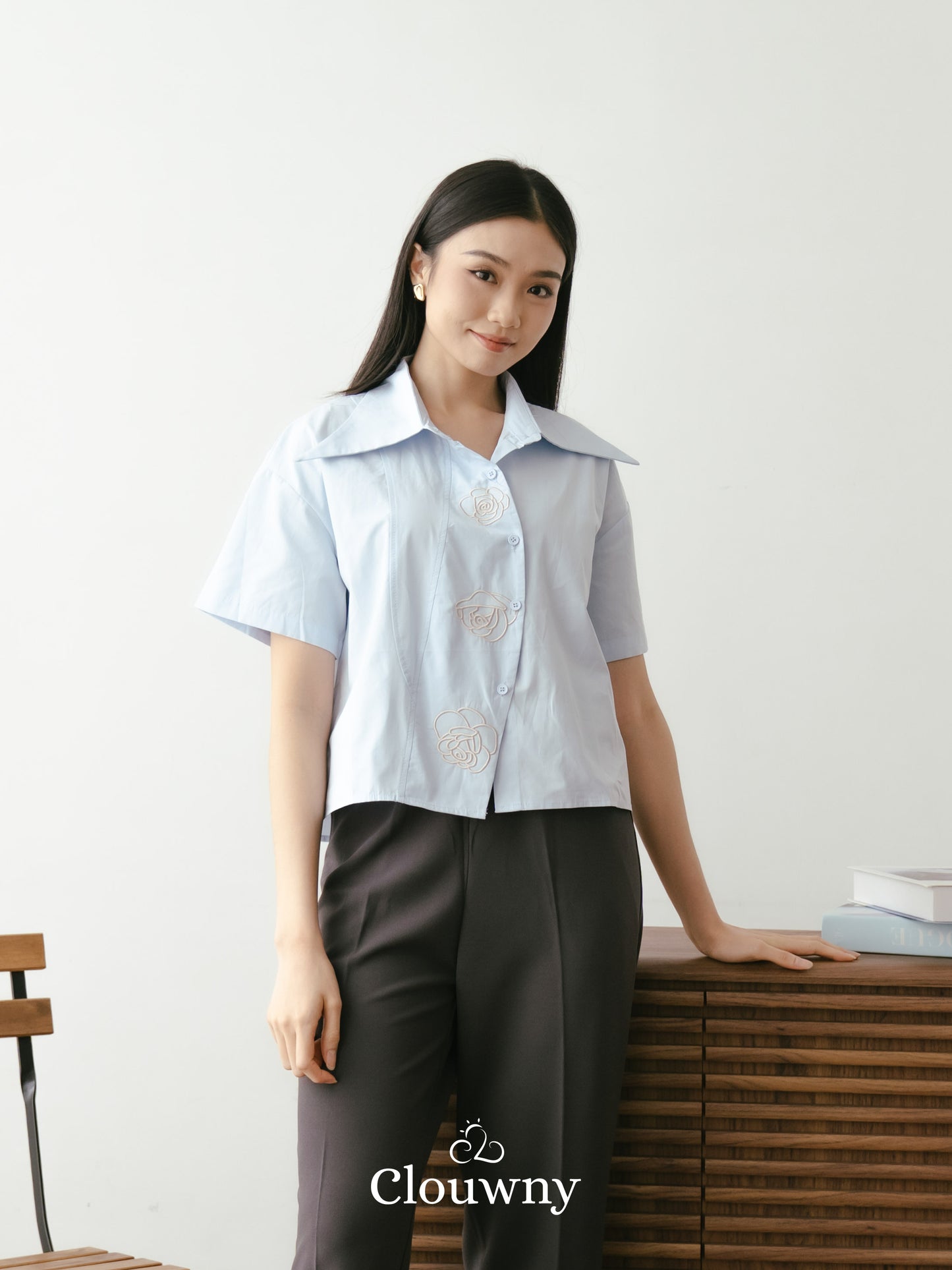 Roze Cotton Shirt - Blue