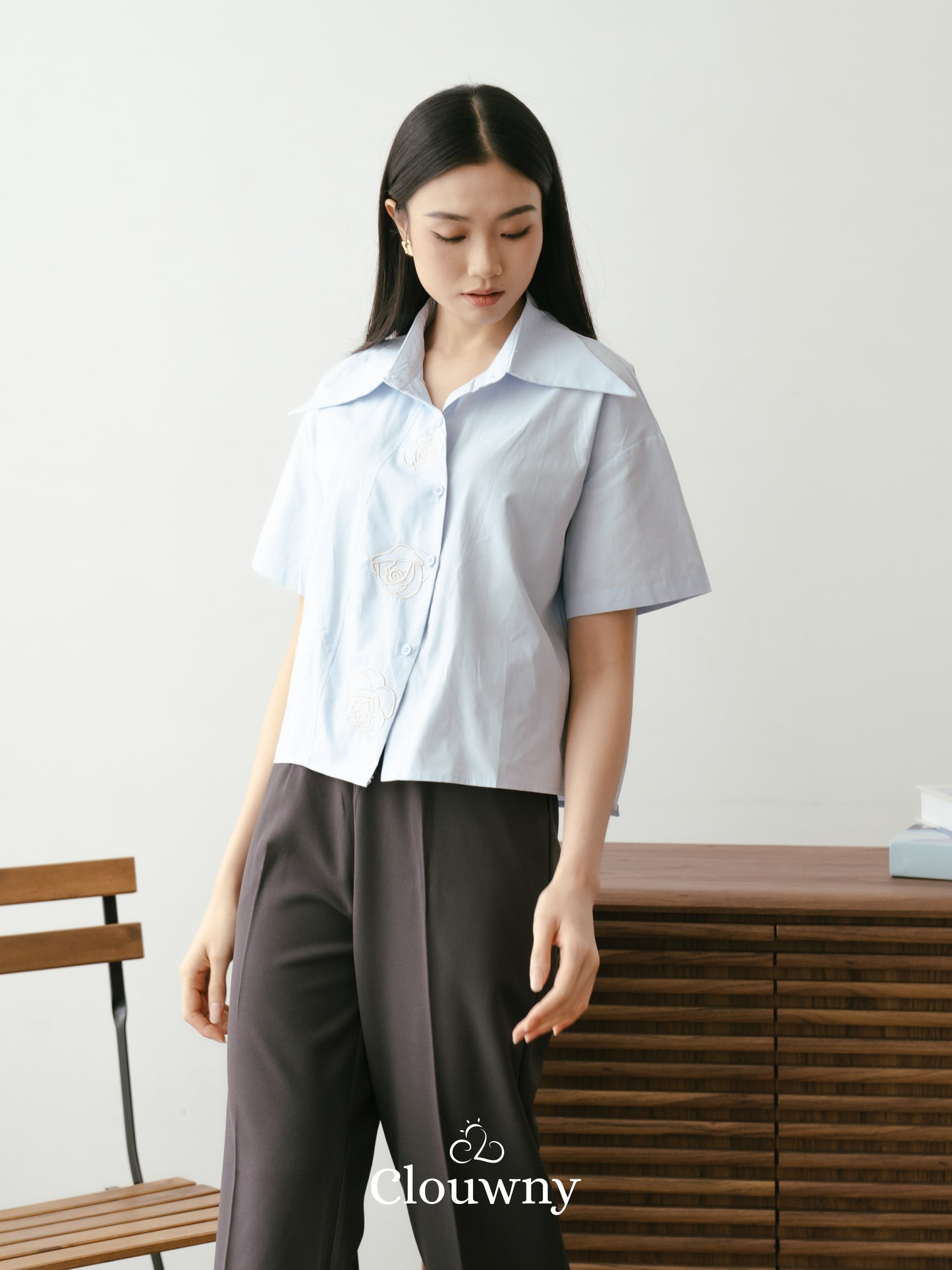 Roze Cotton Shirt - Blue