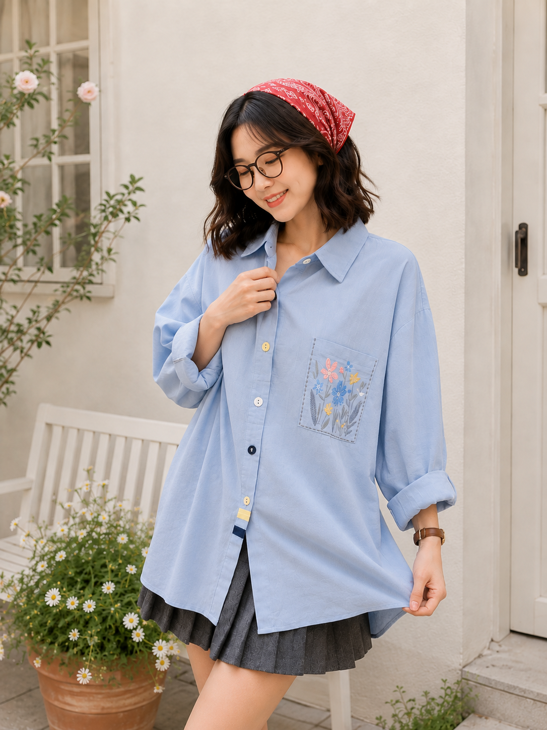 Dilca Pocket Cotton Longsleeve - Blue