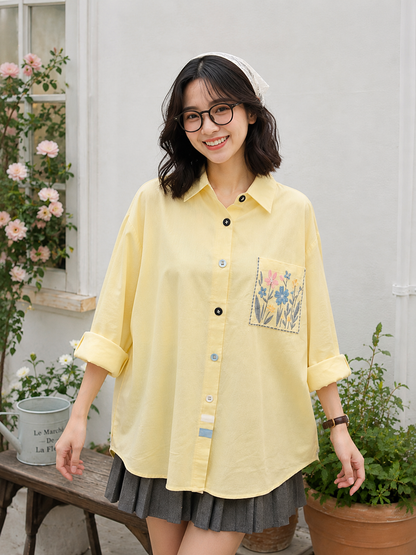 Dilca Pocket Cotton Longsleeve - Yellow