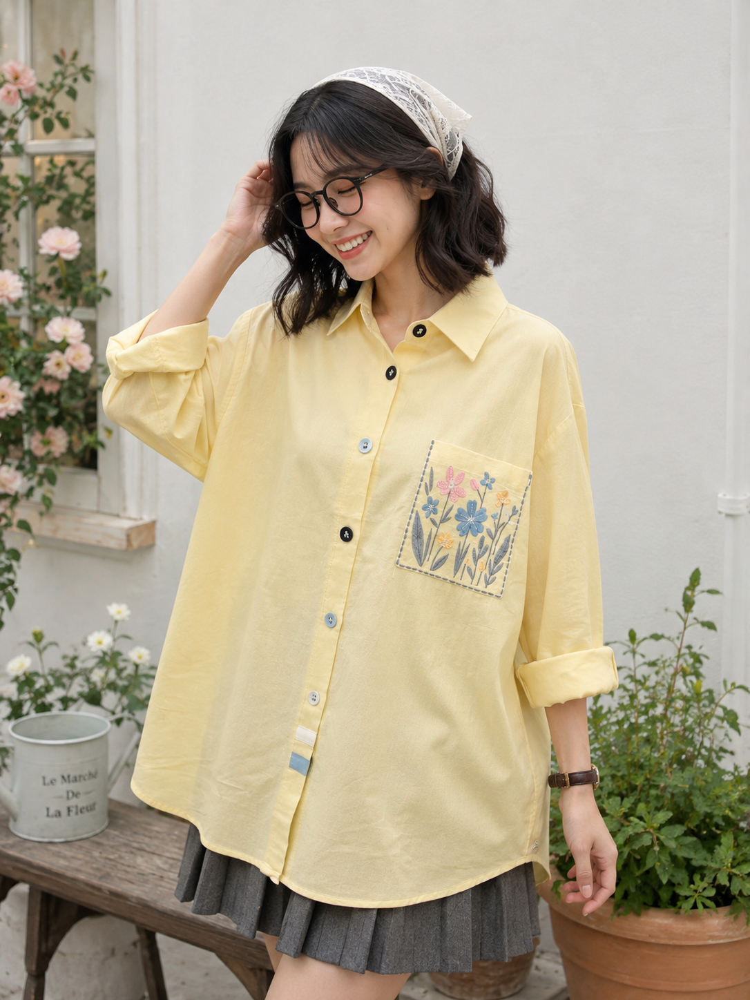 Dilca Pocket Cotton Longsleeve - Yellow