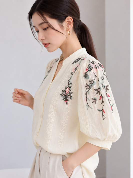Fola Cotton Blouse - Cream