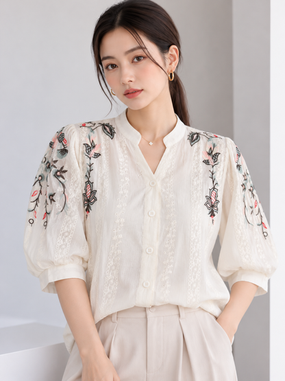 Fola Cotton Blouse - White