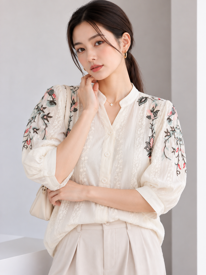 Fola Cotton Blouse - Cream