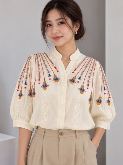Siska Cotton Blouse - Cream