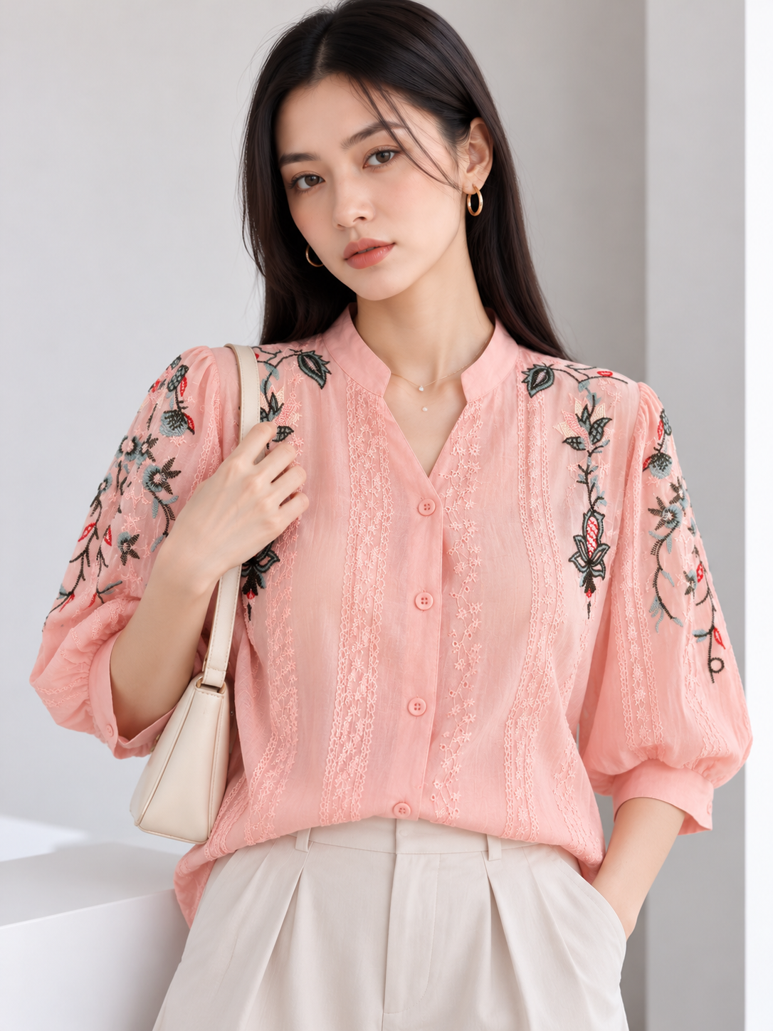 Fola Cotton Blouse - Pink