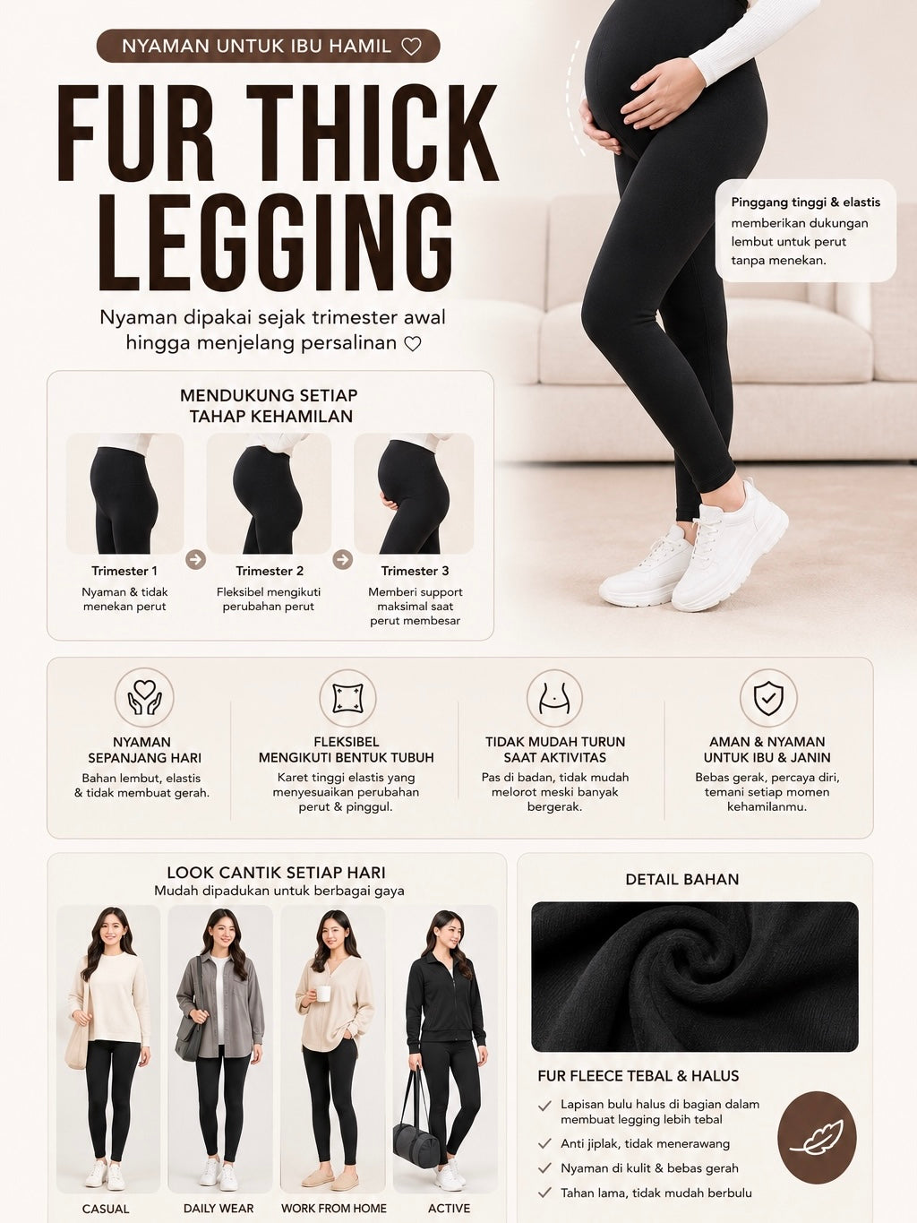 Fur Thick Legging - Black