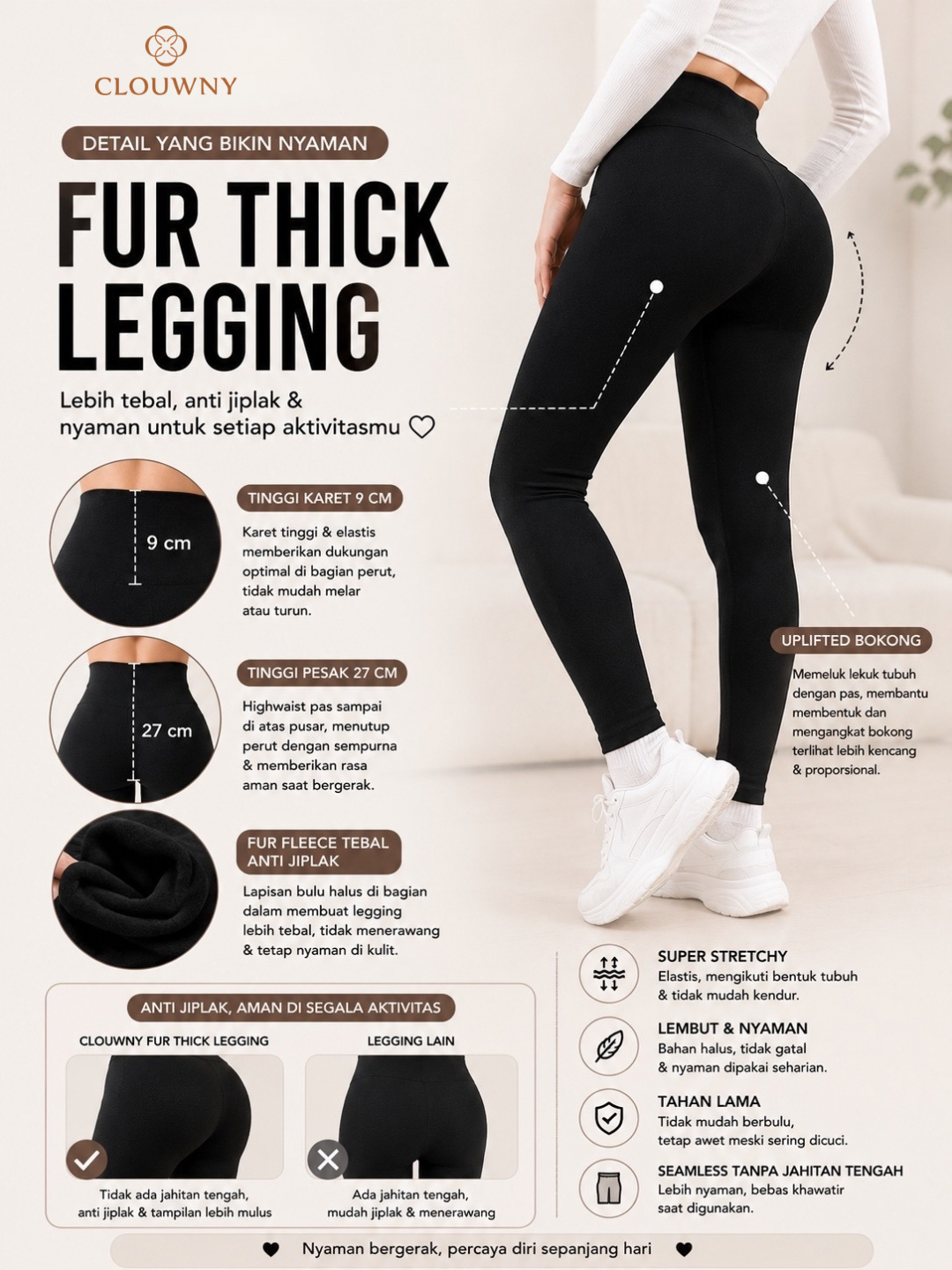 Fur Thick Legging - Black