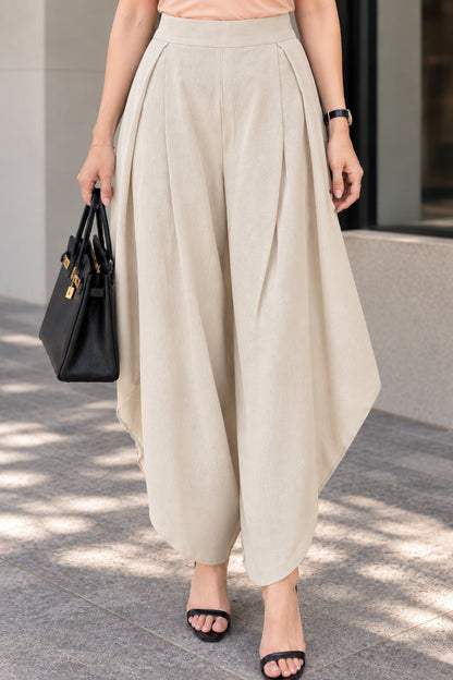 Genis Cullotes Slit Pants - Ivory Cream