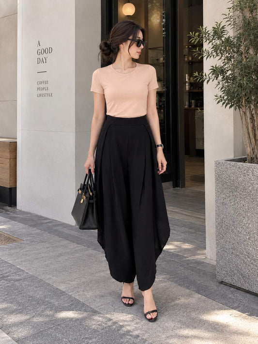 Genis Cullotes Slit Pants - Black