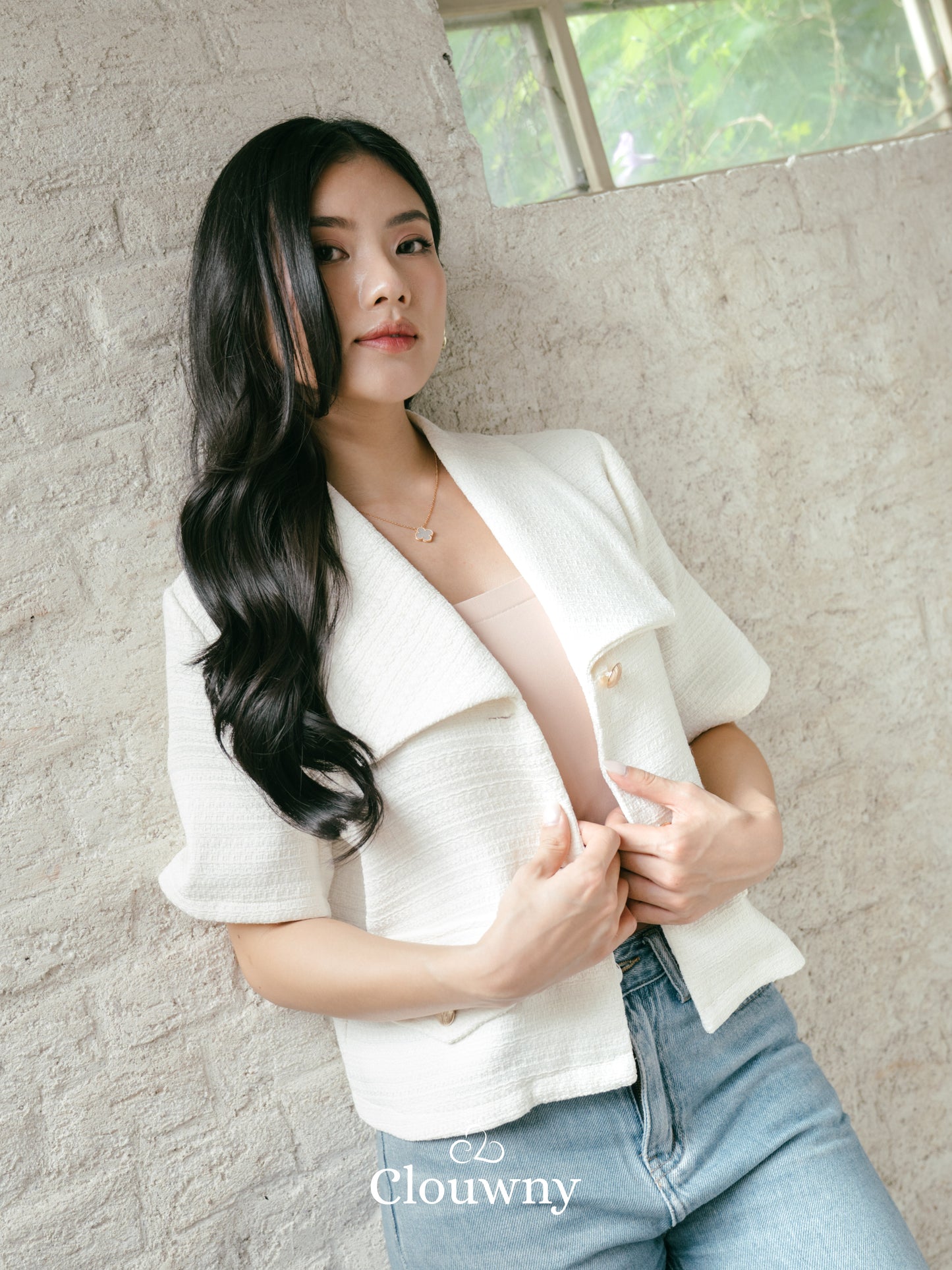 Orega Tweed Top - White
