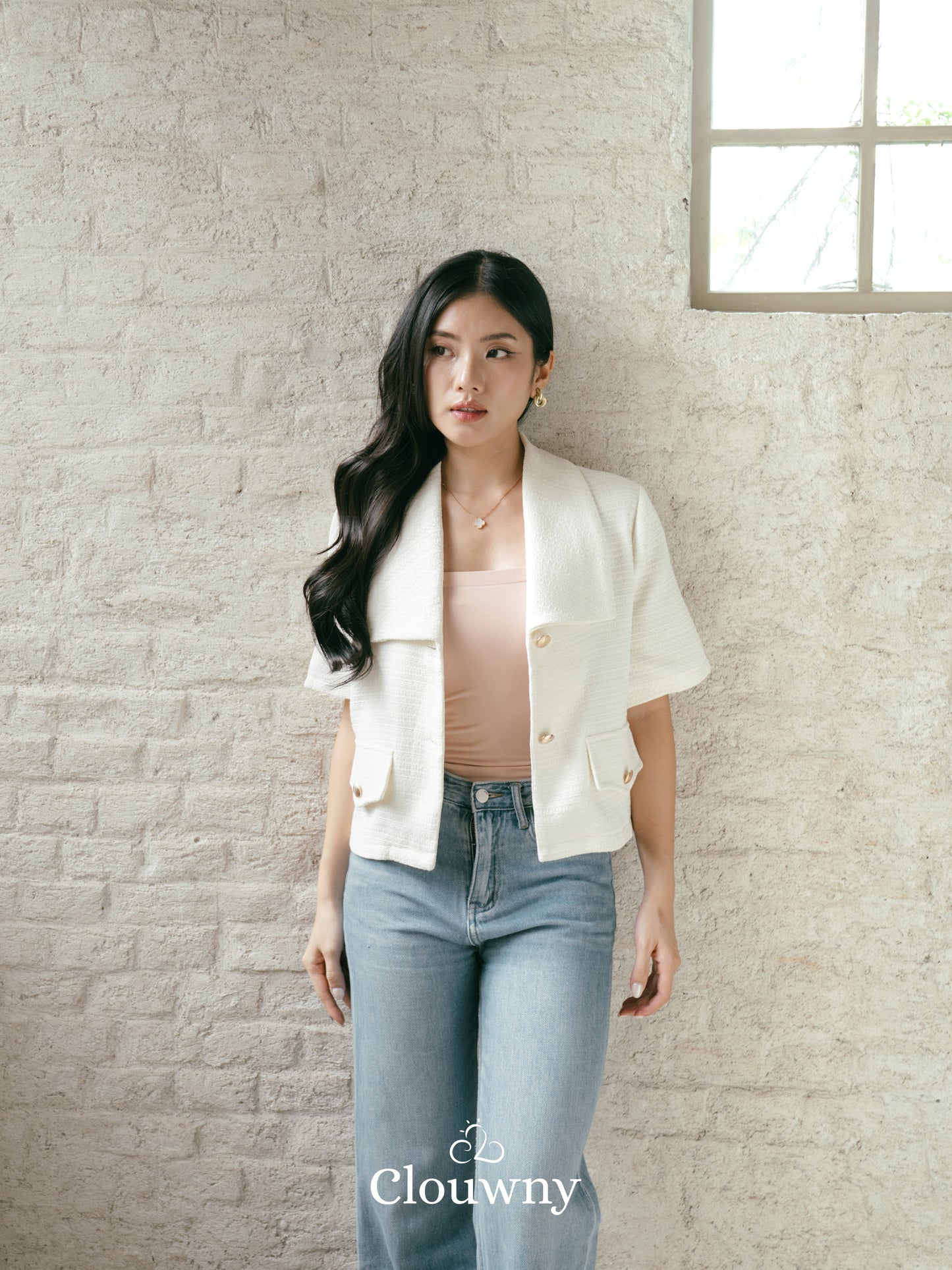 Orega Tweed Top - White