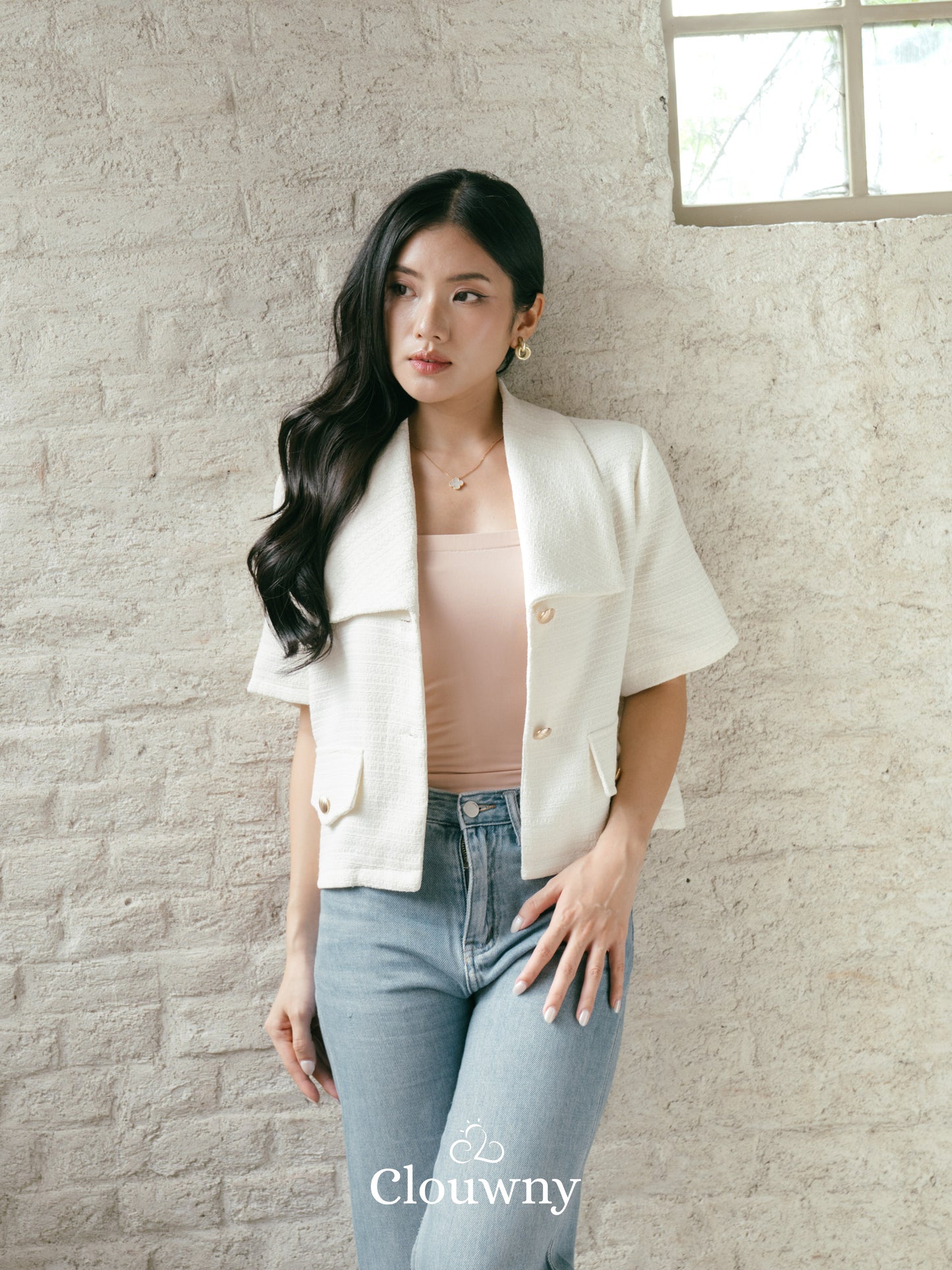 Orega Tweed Top - White