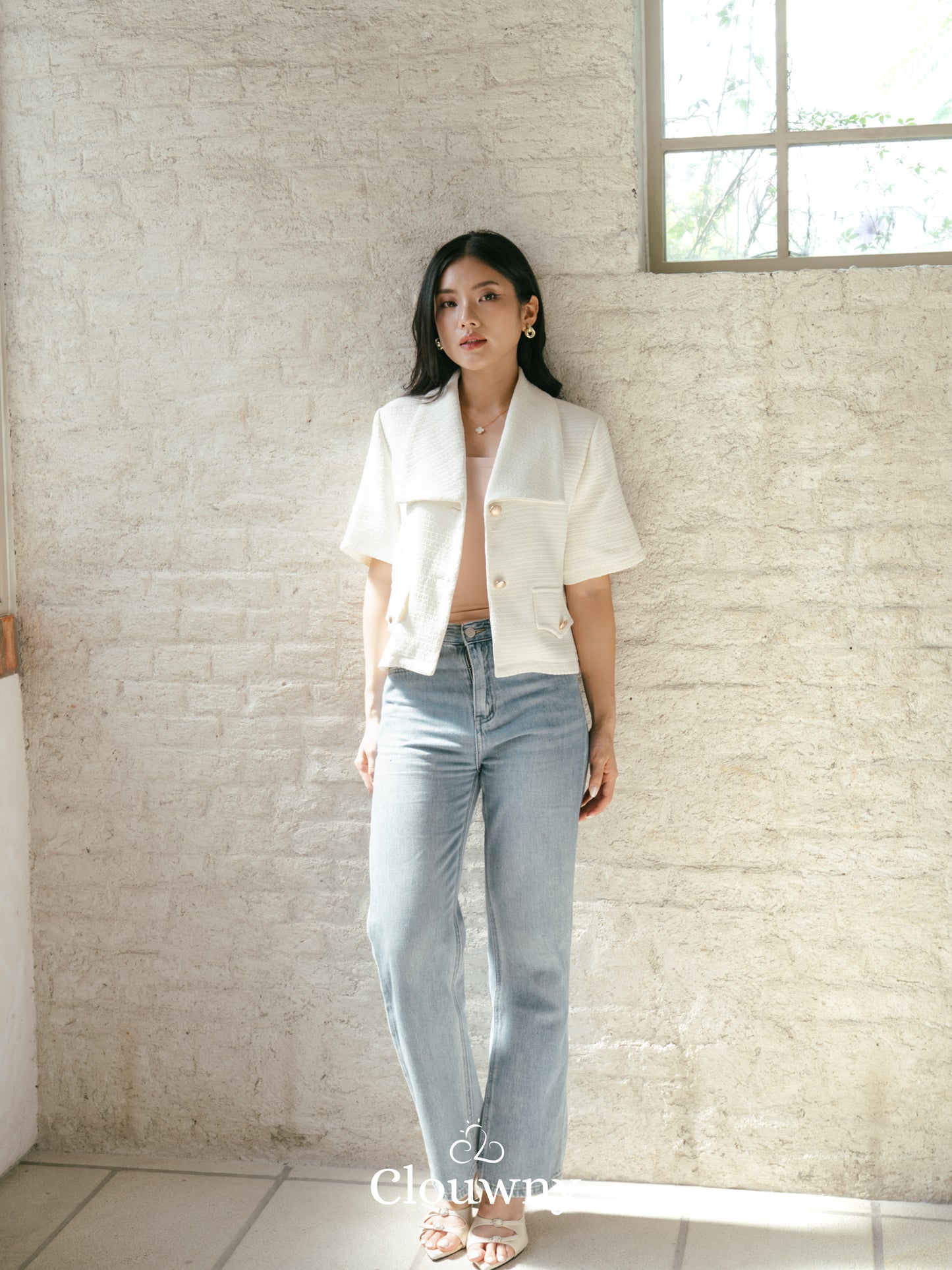 Orega Tweed Top - White