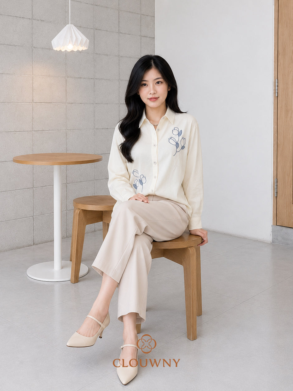 Sona Button Cotton Longsleeve - White