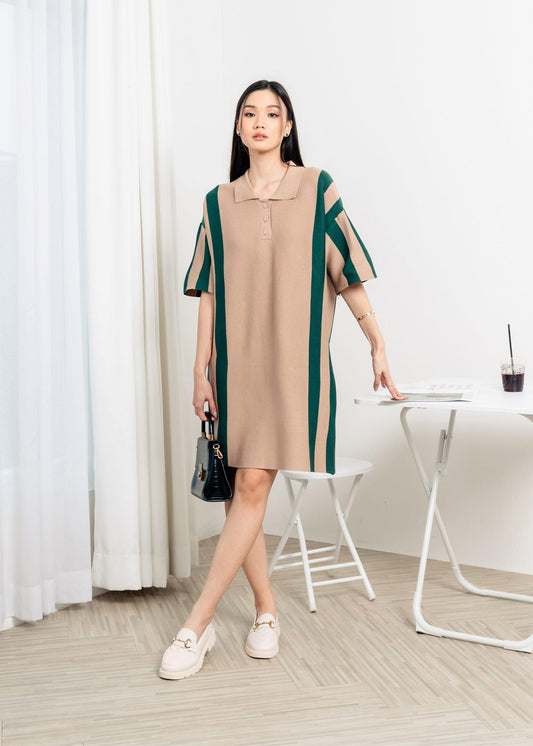 Rora Polo Knit Dress - Beige