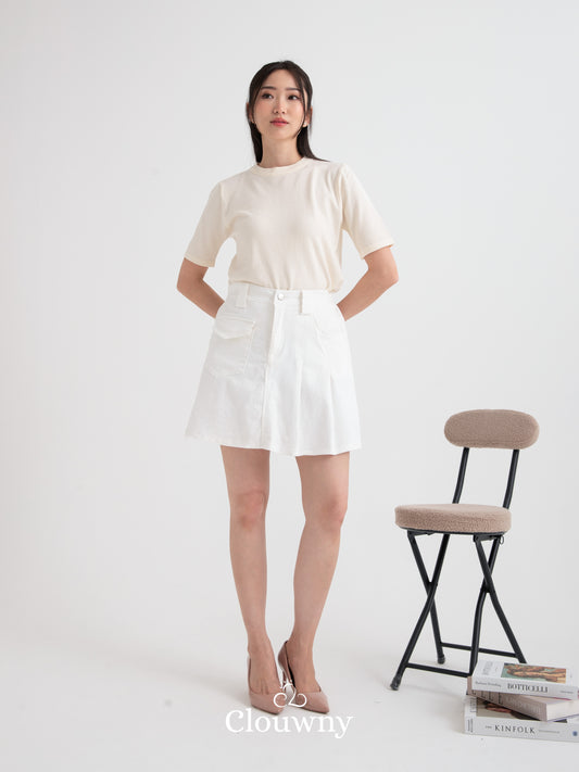 Miel Denim SKort - White