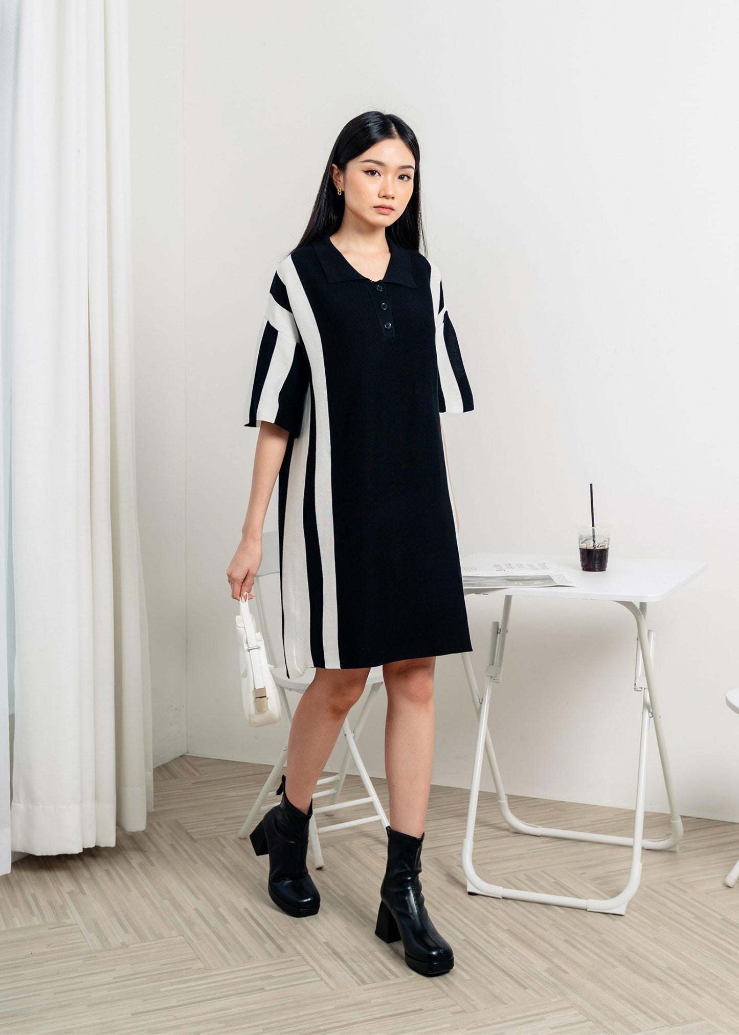 Rora Polo Knit Dress - Black