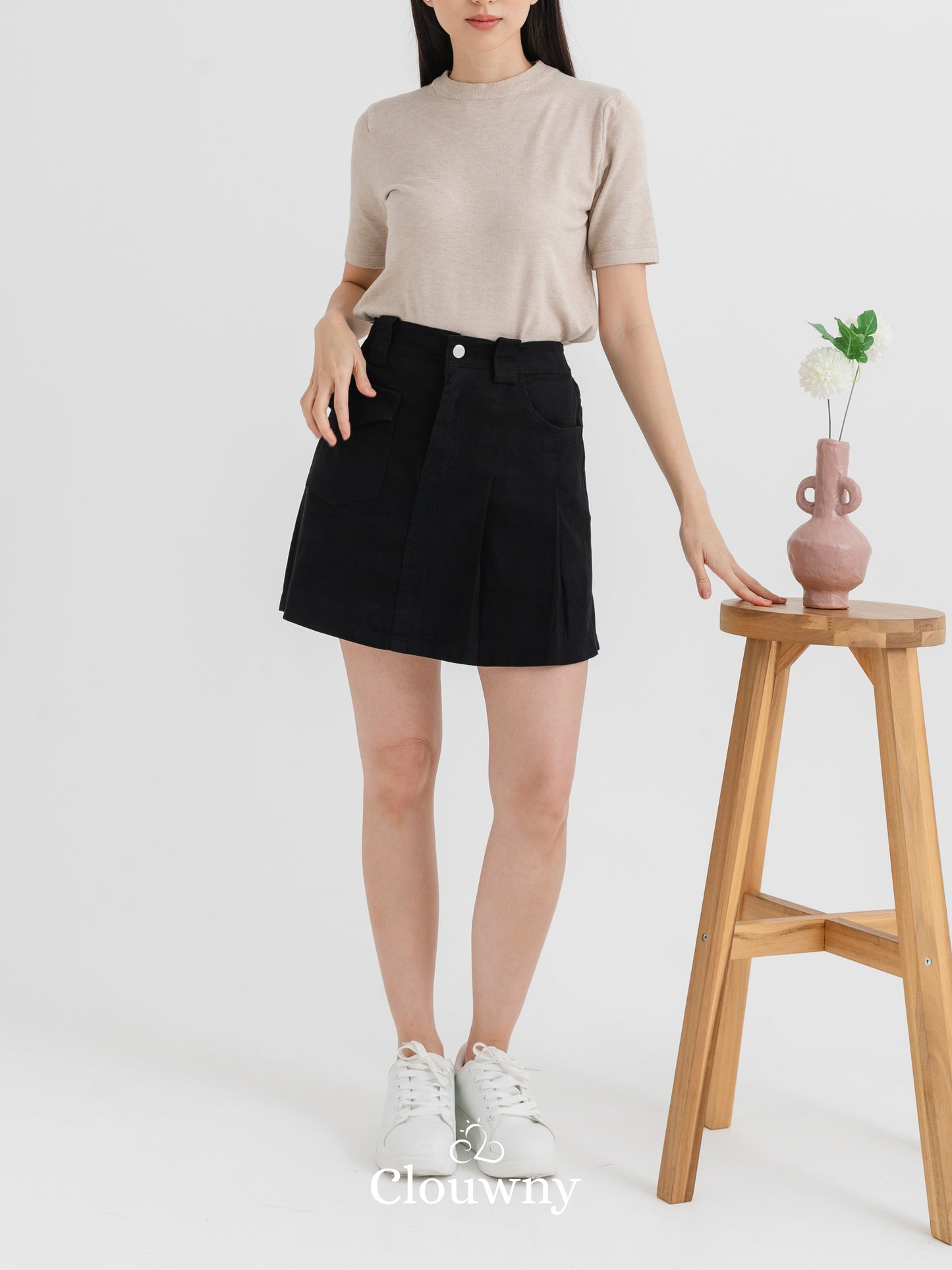 Miel Denim Skort - Black