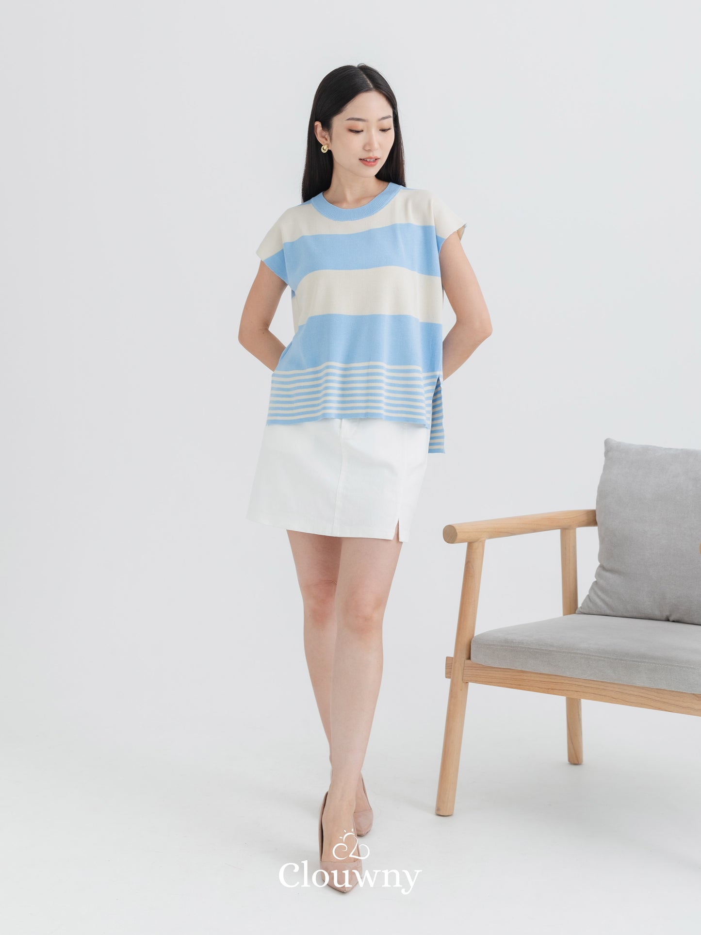 Cortes Stripes Knit Top - Blue