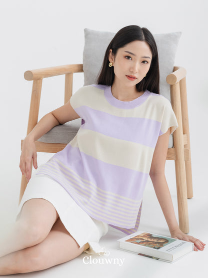 Cortes Stripes Knit Top - Lavender