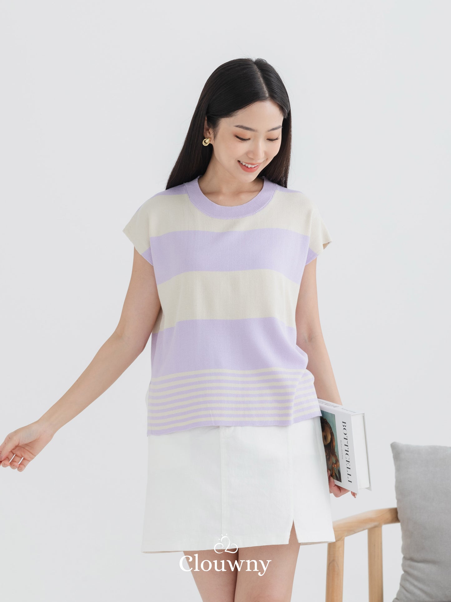 Cortes Stripes Knit Top - Lavender