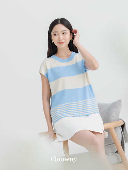 Cortes Stripes Knit Top - Blue