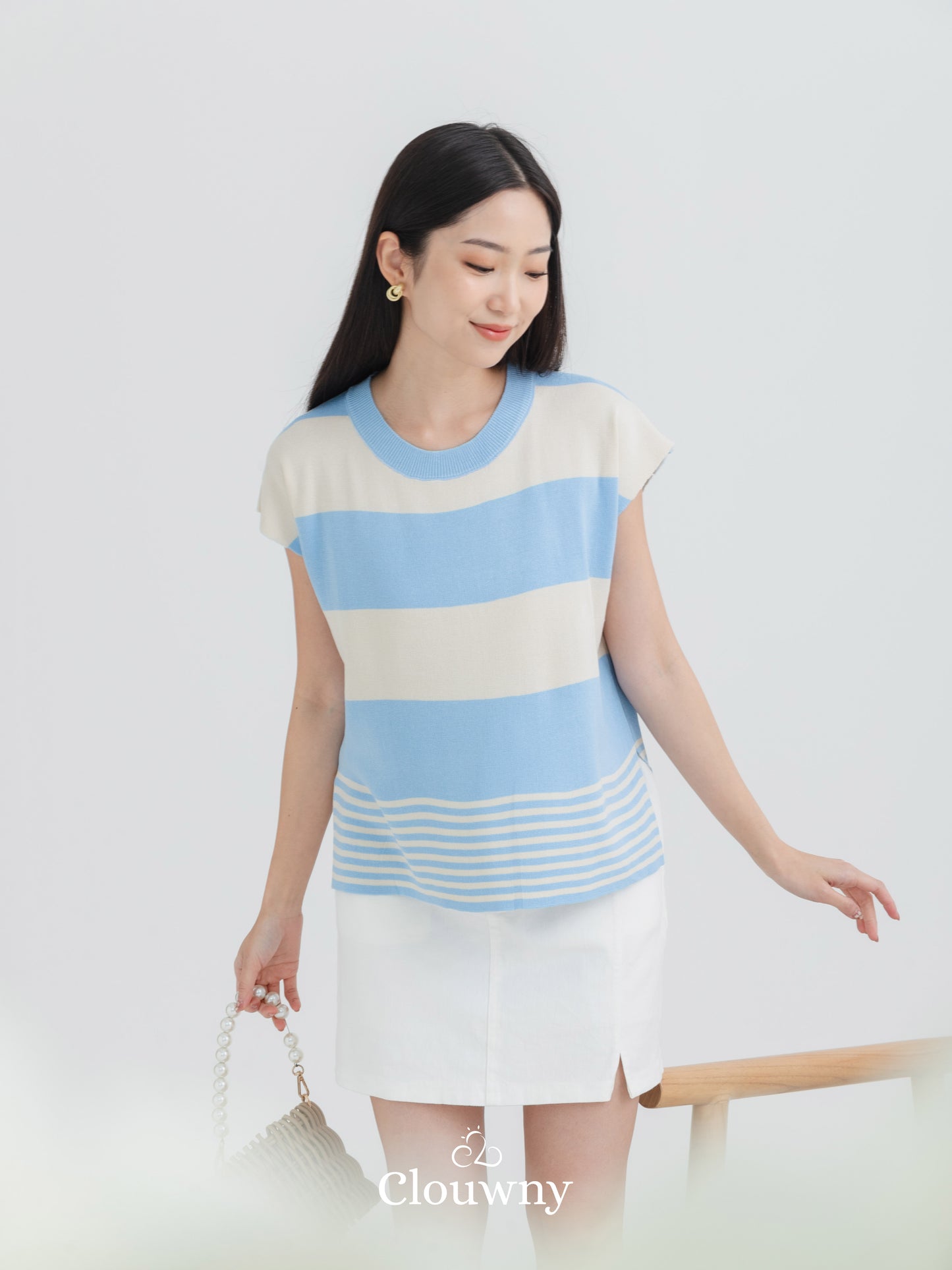 Cortes Stripes Knit Top - Blue