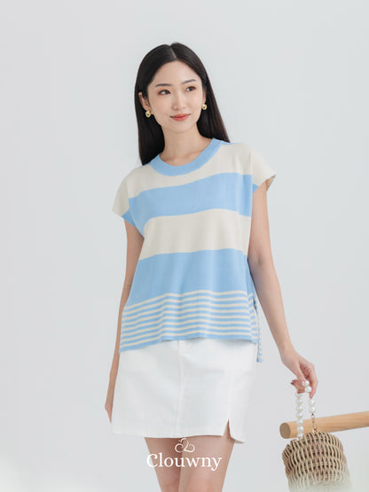 Cortes Stripes Knit Top - Blue