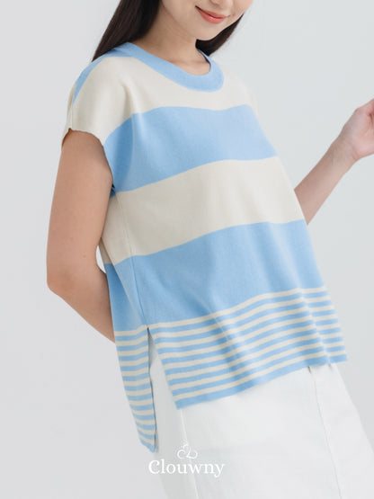 Cortes Stripes Knit Top - Blue