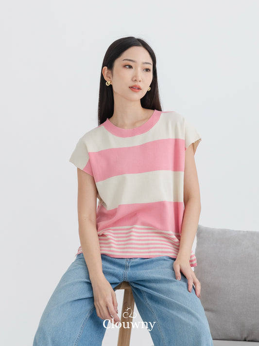 Cortes Stripes Knit Top - Pink