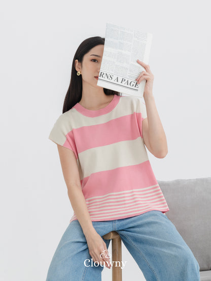 Cortes Stripes Knit Top - Pink